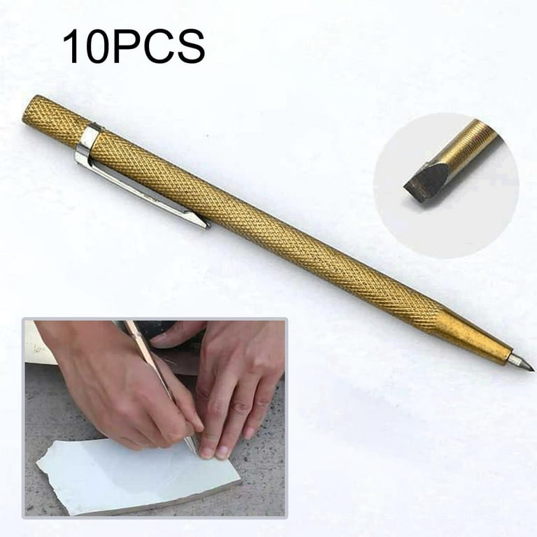 10x Glass Marker Lettering Pen ,Engraving Pen Carbide Scriber ,Construction  Marker Tools ,Scribing Tiles and Marble Gold 