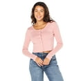 thumbnail image 2 of Celebrity Pink Women’s Cropped Cardigan with Long Sleeves, Sizes XS-4XL, 2 of 5