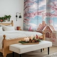 thumbnail image 4 of Pink Christmas Sheer Curtains 108 Inches Long, Farmhouse Botanical Tree Xmas Snowflake Light Filtering Window Curtains for Living Room, Rod Pocket Voile Sheer Curtain Drapes, 52"Wx108"L, 2 Panels, 4 of 9