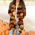 thumbnail image 2 of Cárdigan de calabaza de Halloween para mujer, manga larga, frente abierto, suéter liviano de otoño para fiestas navideñas, 2 of 5