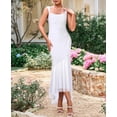 thumbnail image 4 of Vestido para mujer, sin mangas, con volantes, fiesta de cóctel, maxi, blanco, 4 of 6