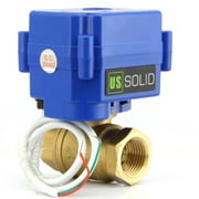 U. S. Solid IP65 Motorized Ball Valve 1 in NPT Standard Port Brass AC/DC 9-24V 2 Wire Auto Return Wiring Normally Closed Blue Casing