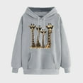 thumbnail image 2 of YUGYXL Women Sweatshirt Cute Giraffe Print Pullover Hoodie Long Sleeve Tops Pullover Y21K Crewneck Sweatshirt Gray S, 2 of 5