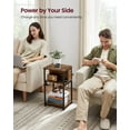 thumbnail image 5 of Side Table with Charging Station, 3-Tier End Table Nightstand for Living Room Bedroom Rustic Brown and Black, 5 of 6