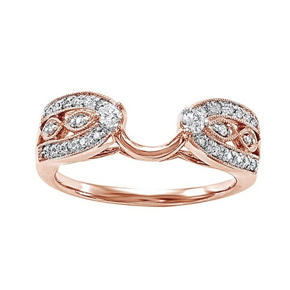 AFFY White Natural Diamond Wrap Enhancer Solitaire Ring In 10k Rose Gold (0.25 Cttw)