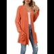 thumbnail image 2 of Cárdigan de Larga para Mujer, de Color Liso, Acanalado, Cepillado, con Abertura Frontal y Bolsillos Naranja M, 2 of 10