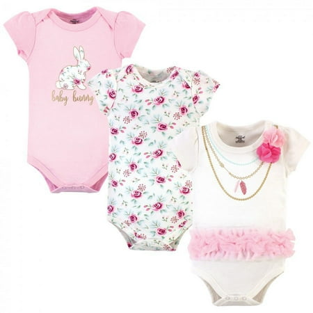 UPC: 0660168701630 | Little Treasure Baby Girl Cotton Bodysuits 3pk  Baby Bunny  6-9 Months