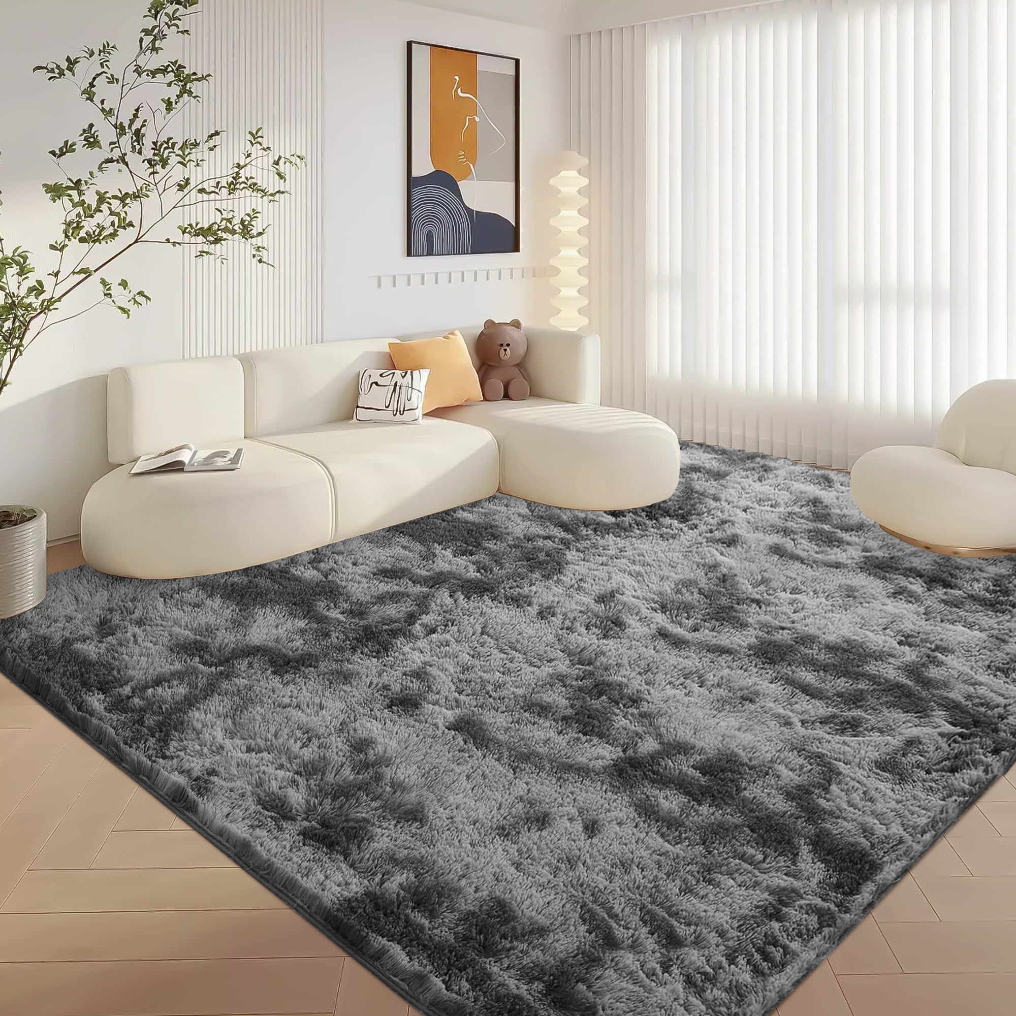 CozyDesg 8ft x 10ft Area Rugs, Soft Fluffy Area Rugs Floor Mat Floor Rugs for Living Room Bedroom Ki(图3)