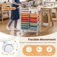 thumbnail image 4 of 14-Drawer Rolling Storage Cart with Metal Tabletop and Pegboard, Scrapbook Paper Office School Organizer,Macaron, 4 of 8