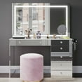 thumbnail image 2 of Boahaus Zoe Vanity Set with LED Mirror, Bluetooth Speakers & Large Storage, Mirrored, 2 of 4
