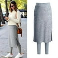 thumbnail image 2 of VOOPET Women Two Pieces Pencil Skirt With Leggings High Waist Winter Warm Fleece Long Bodycon Fake Skirt Pants, 2 of 9