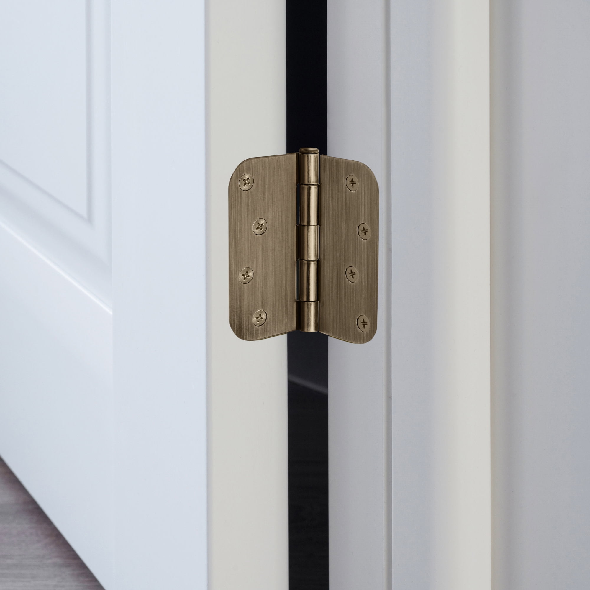 Antique Brass Steel Plain Bearing Door Hinge with Removable Pin, 4 x 4 in. 5/8 in. Radius, 3-Pack
