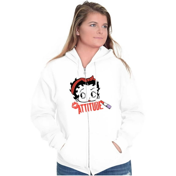 Betty Boop Attitude Cartoon Character Zip Hoodie Sweatshirt Women Brisco Brands L