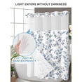 thumbnail image 6 of No Hook Shower Curtain with Snap-in Liner, Blue Leaves Waterproof Fabric Bathroom Curtains, Summer Botanical Elegant Pastoral Bath Curtains & Mesh Top Window 72"x78" Long, 6 of 9