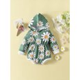 thumbnail image 2 of TSEXIEFOOFU Baby Fall Winter Hooded Romper Long Sleeve Elastic Waist Daisy Print One-Piece Bodysuit, 2 of 9