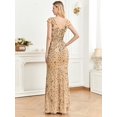 thumbnail image 6 of Women's V-Neck Cap Sleeves Sequin Mermaid Floor-Length Evening Dresses Wedding Guest Dress Bridesmaid Dress, 6 of 6