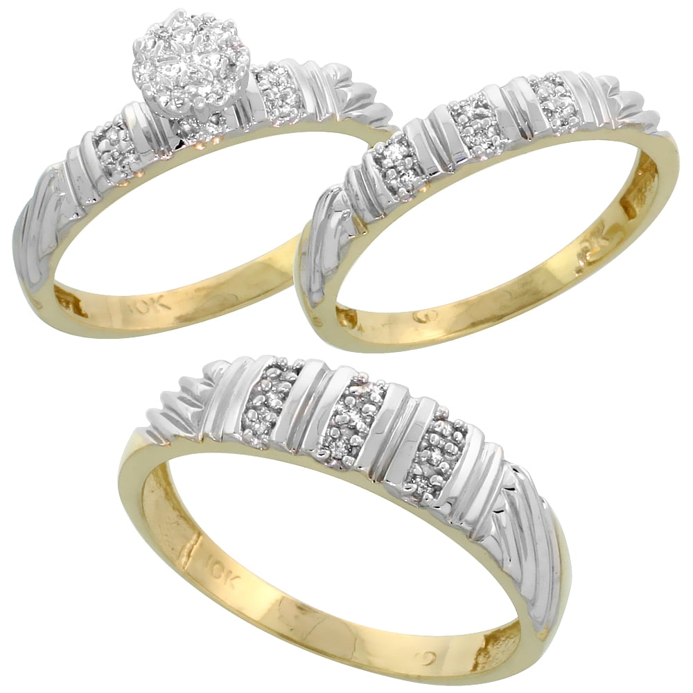 Gabriella Gold 10k Gold Diamond Trio  Engagement Wedding  