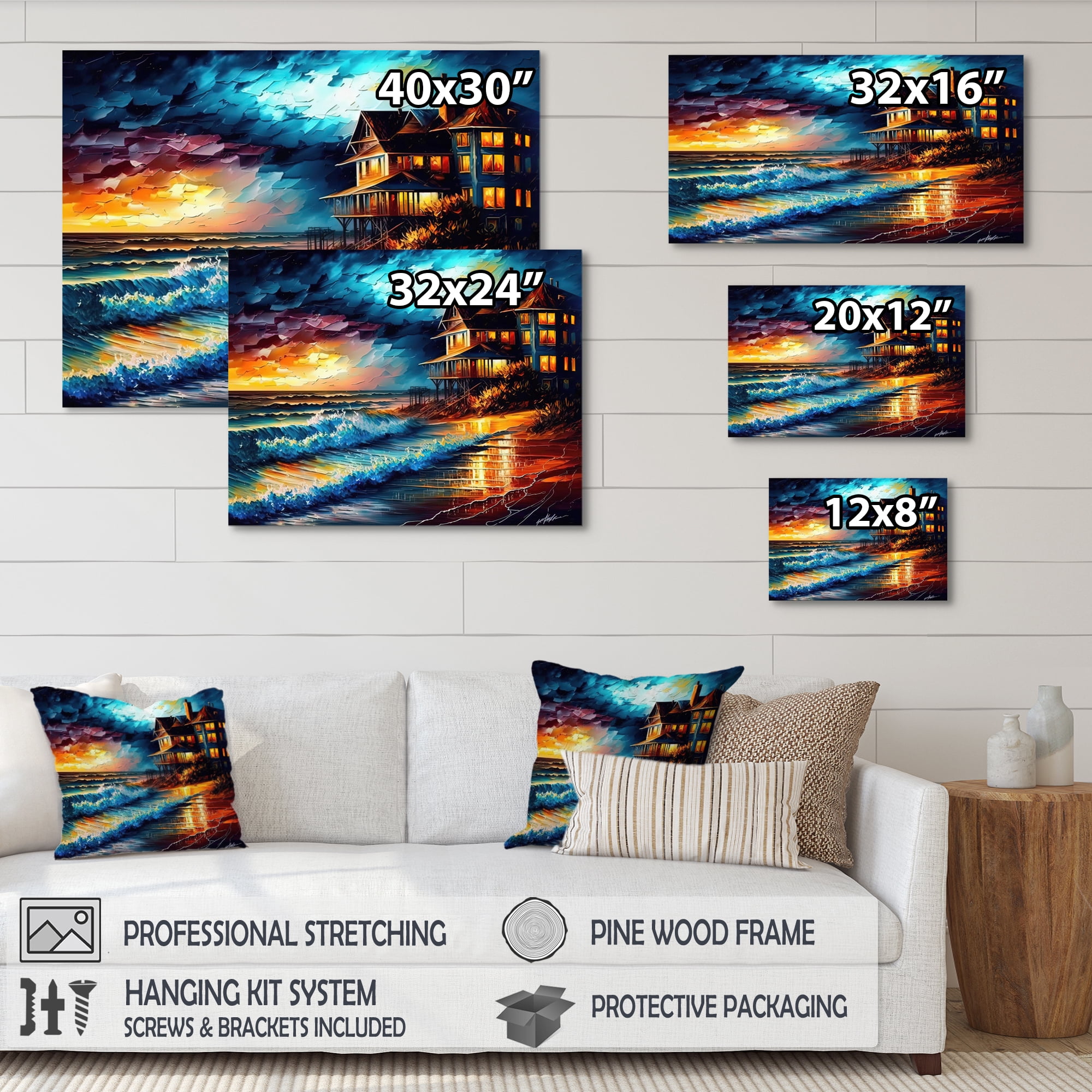 Designart Colorful Beach House II Canvas Wall Art