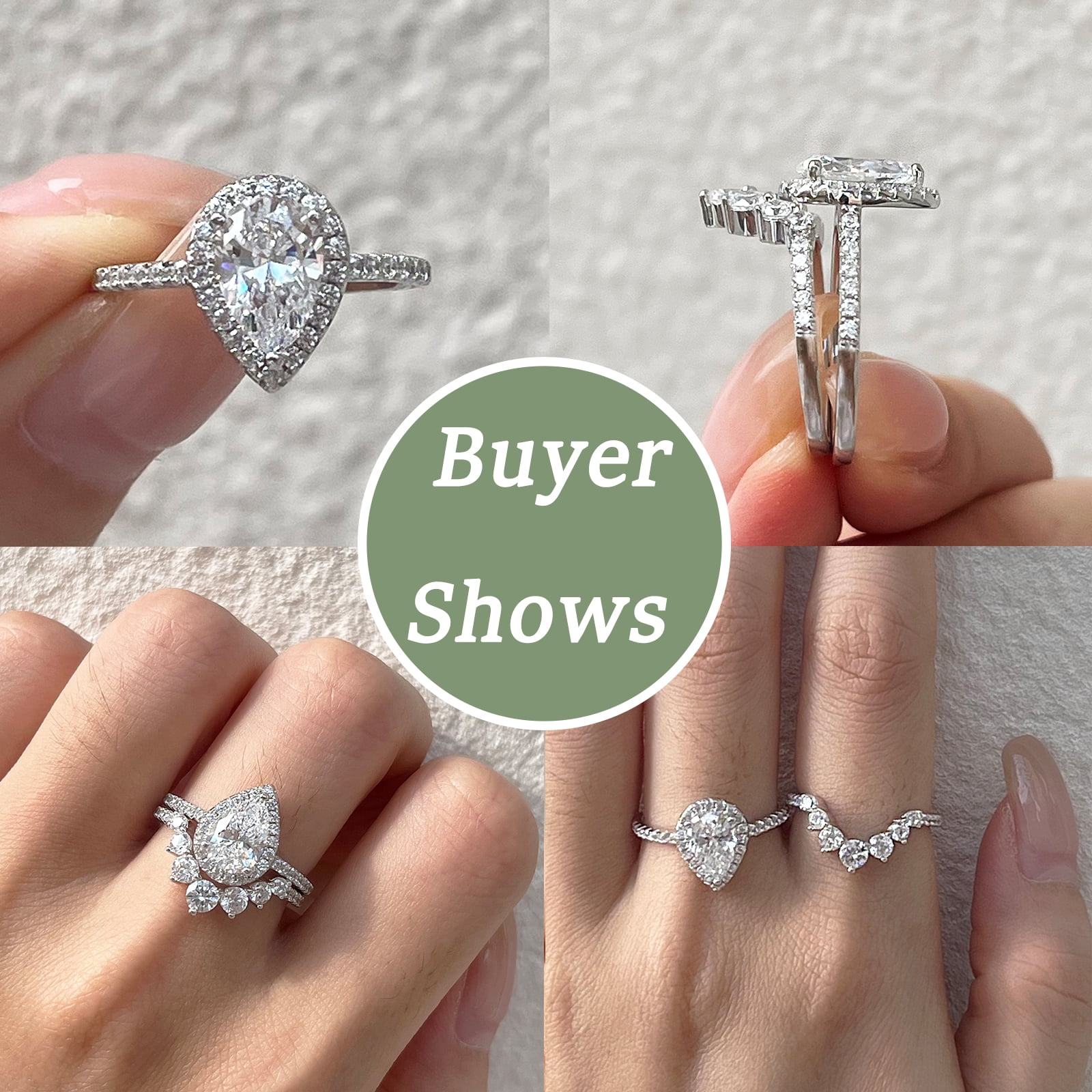 Wuziwen 3.5CT Vintage Engagement Rings Wedding Ring Set for Women 925 Sterling Silver CZ Size 7