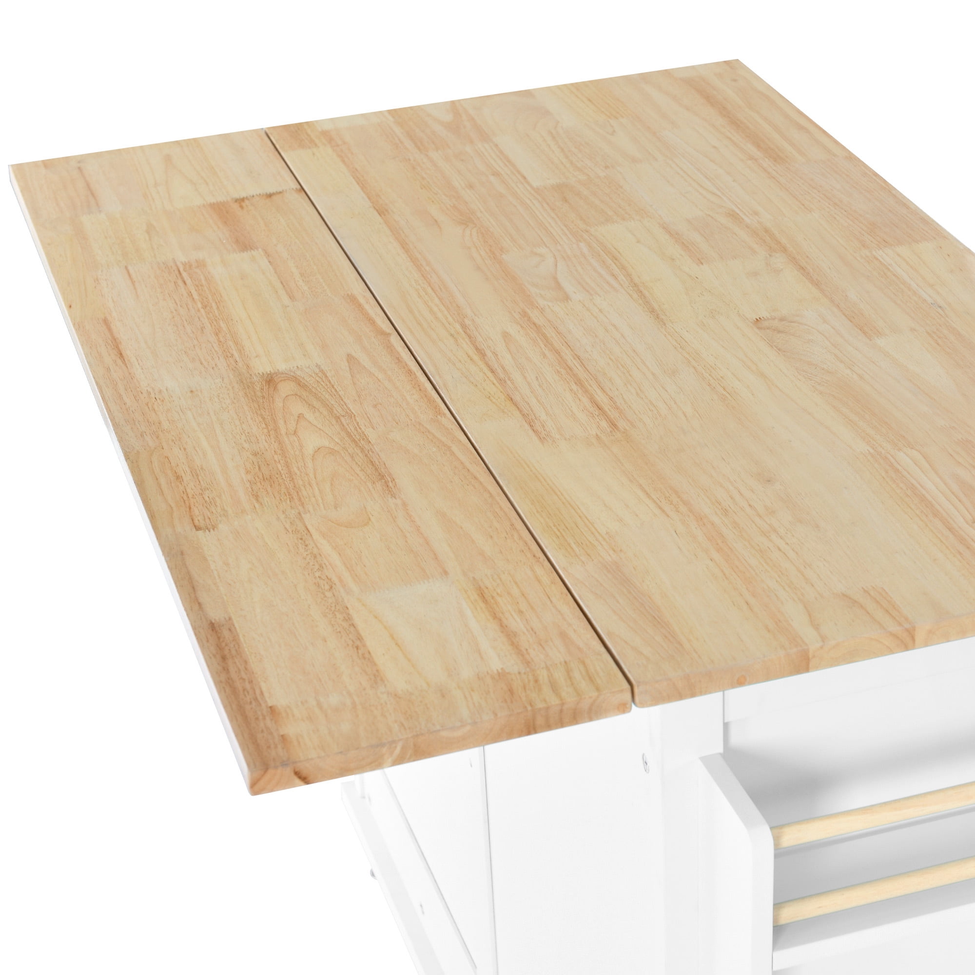 Momspeace 52.2 Inch Kitchen Cart Rubber Wood Drop‑Leaf Countertop Concealed Sliding Barn Door Adjustable Height, MDF Material, White/Black/Mint Green