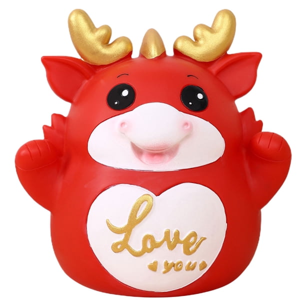 Alcancía de dragón, figura de dragón de Año Nuevo, alcancía, adorable tarro para ahorrar monedas de dragón