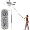 thumbnail image 1 of Microfiber Duster with Extension Pole(Stainless Steel) 30 to 100'', with Bendable Head, Extendable Long Duster for Cleaning Ceiling Fan, High Ceiling, Keyboard, Furniture Cars, 1 of 7