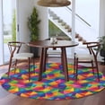thumbnail image 3 of Large Round Rug 8Ft Washable Non-Slip, Colorful Geometric Circle Area Rugs for Living Room Bedroom, Modern Multicolor Abstract Motifs Indoor Floor Mats Carpet Runner for Home Decor, 3 of 8