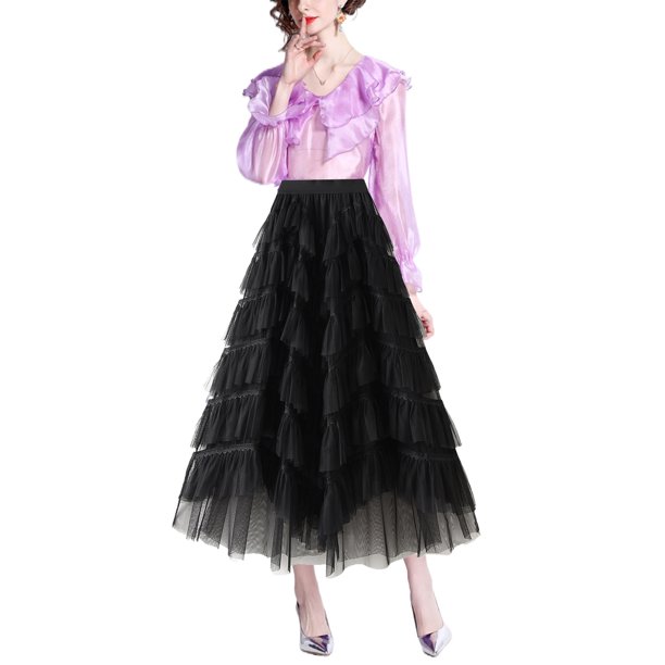 Txlixc Falda de TUL de estilo femenino de longitud media Txlixc moda