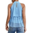 thumbnail image 3 of Women's Layered Ruffle Hem Sleeveless Halter Chiffon Blouse Flowy Tank Tops S, 3 of 10