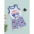 thumbnail image 3 of Bagilaanoe 4th of July Baby Boy Outfits Patriotic Letter Glasses Star Print Sleevelesank Tank Top + Shorts Independence Day Clothes Set 0-24M, 3 of 7