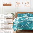 thumbnail image 6 of 3 Piece Teal Green Ocean Shark Duvet Cover Set Queen Size, Microfiber Comforter/Quilt Cover with Corner Ties and 2 Pillowcases, Coastal Wave Summer Beach All Season Soft Bedding with Zipper Closure, 6 of 8