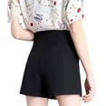 thumbnail image 4 of Minnieouse Primavera Verano cintura alta elegante Color sólido Casual A-line pantalones cortos sueltos pierna ancha traje Delgado señoras Prendas para la parte inferior del cuerpo Negro 2XL, 4 of 6