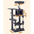 thumbnail image 4 of SONGMICS HOME Árbol para Gatos, Altura 143 cm, Torre de Gatos, Tela de Felpa, Multinivel, con 4 Postes Rascadores, 2 Plataformas, 1 Cueva, 1 Hamaca, 2 Pompones, Gris Ahumado, 4 of 6