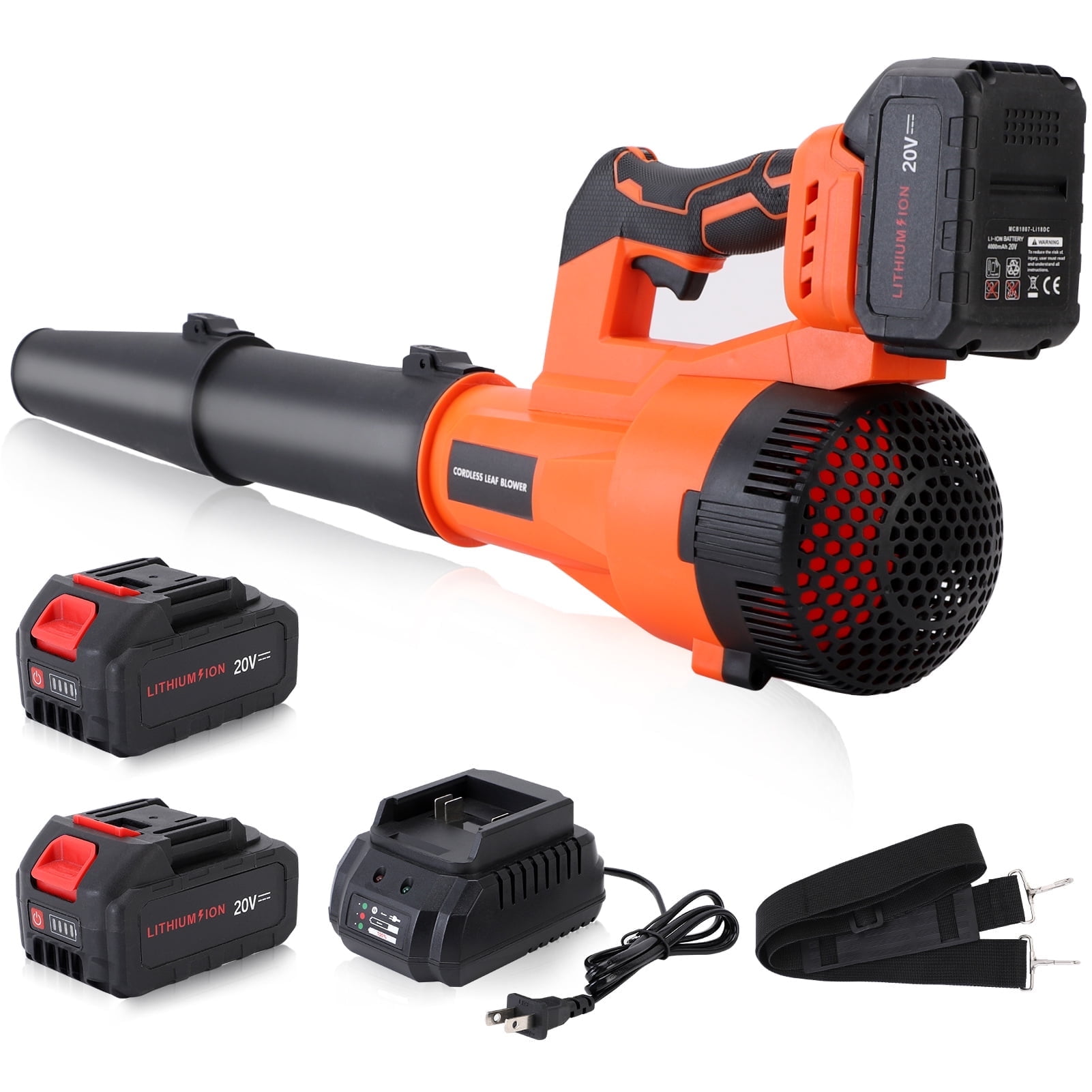 Cordless Brushless Leaf Blower, 20V 800CFM 160MPH & 6 Speed Levels with 2 X 4.0Ah Batteries &  Fast Charger for Patio Cleaning, Lawn Care, Blowing Leaves and Dust
