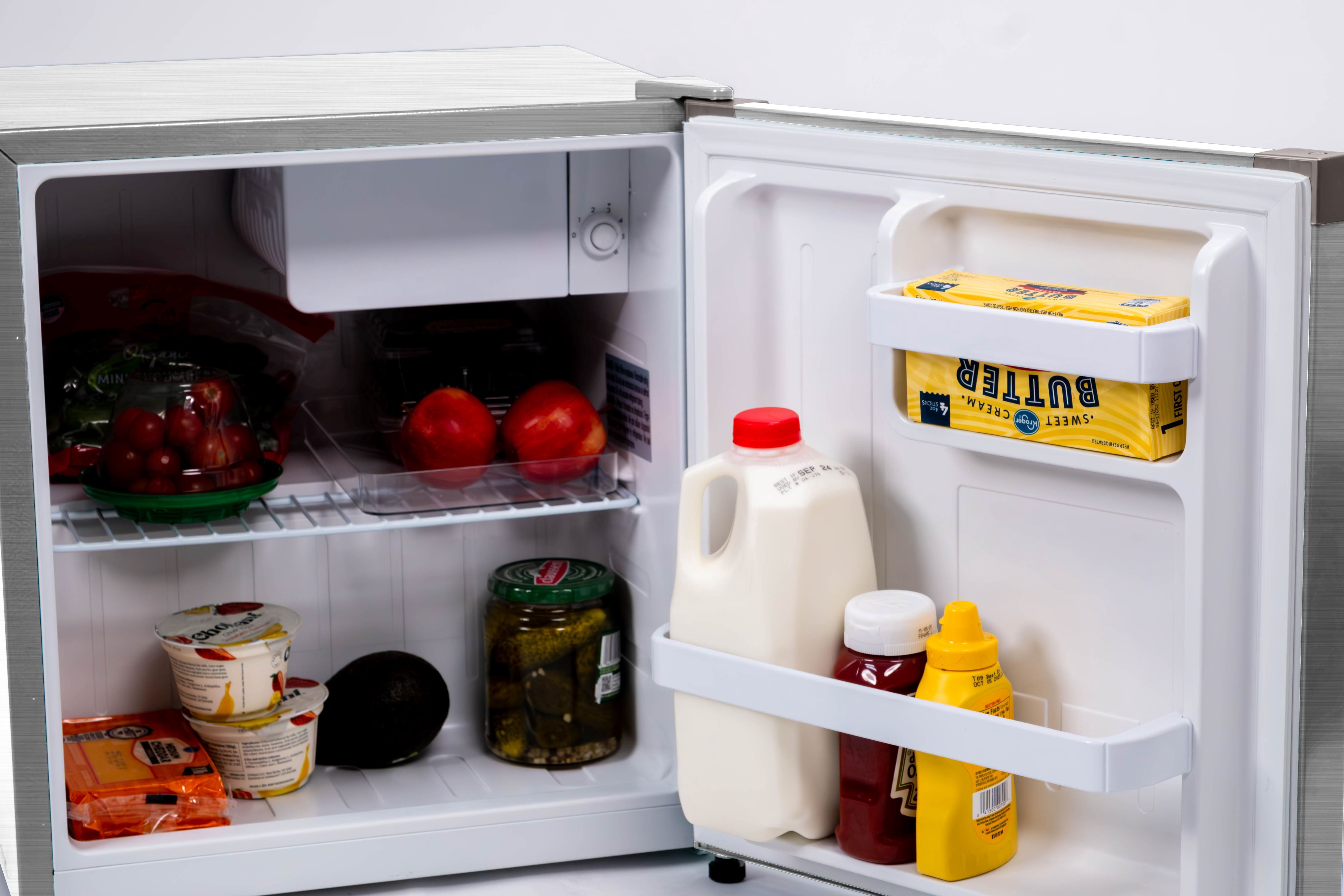 Frigidaire 1.6 Cu. ft. Compact Refrigerator with Chiller Compartment, Stainless Steel Mini Fridge for Bedroom, Dorm, Office, Apartment