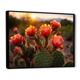 thumbnail image 2 of Designart "Red Green Cactus landscape With Sunset I" Floral Floater Framed Wall Decor, 2 of 7