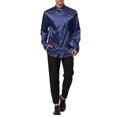 thumbnail image 2 of Lars Amadeus Men's Satin Band Collar Long Sleeve Slim Fit Solid Dress Shirts, 2 of 6