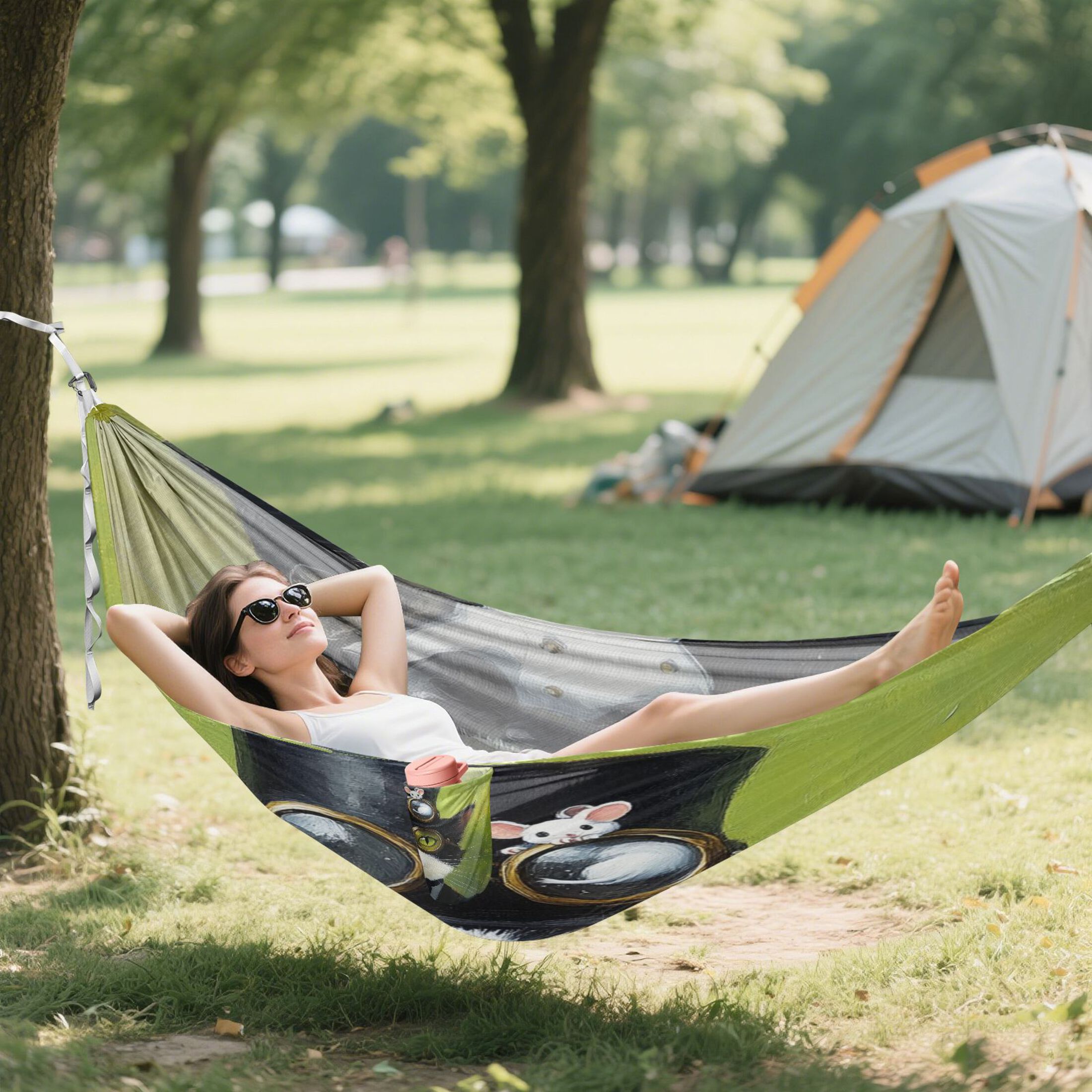 Hammock Camping Hammock Nylon Portable Hammock Travel Camping Hammock Cool Black Cat