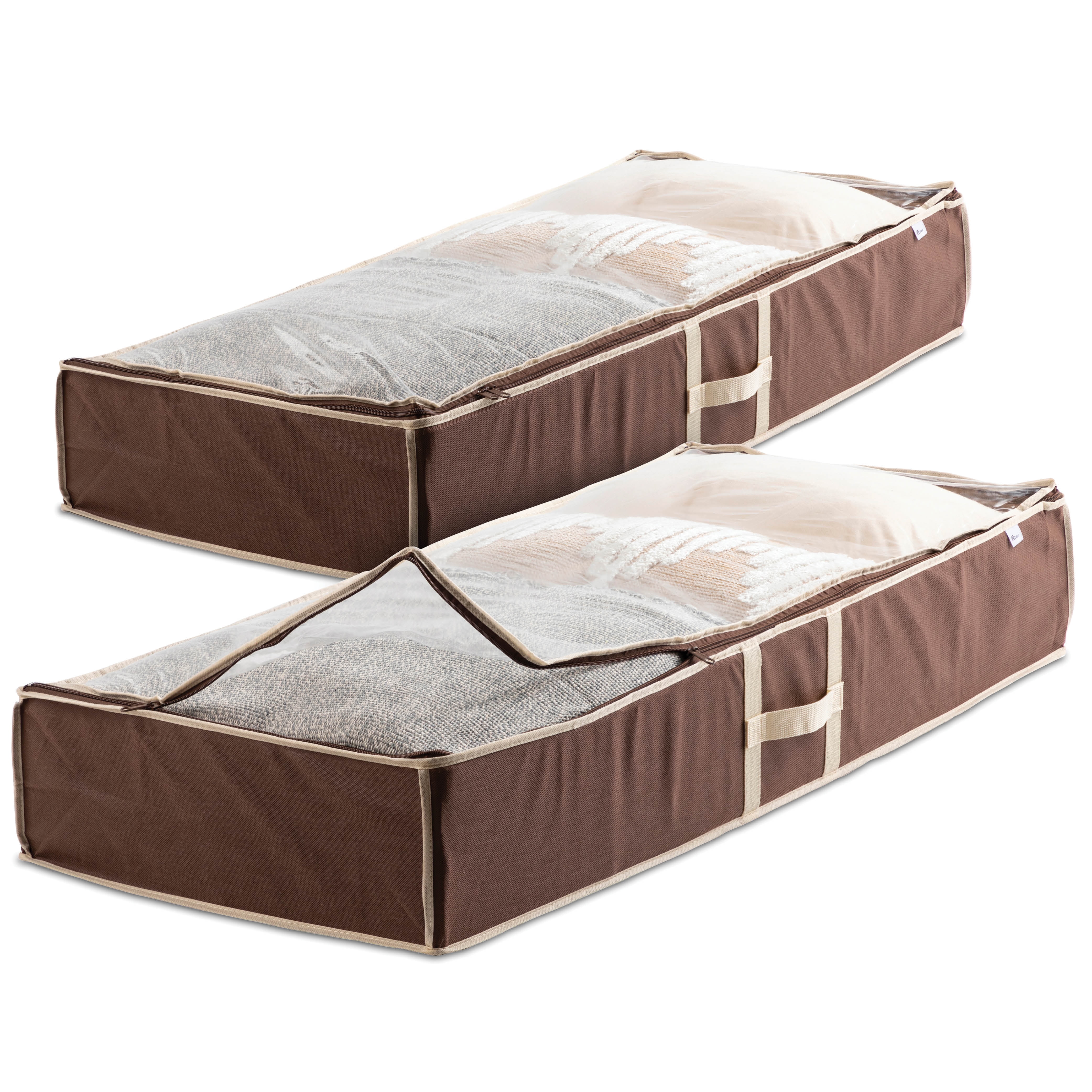 ZB Brand Flexible Zippered Underbed Storage Bag (Pack of 2) Breathable