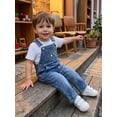 thumbnail image 4 of RUINIXCW Toddler Baby Boy Denim Overalls Tractor Embroidery Sleeveless Jumpsuit, 4 of 7