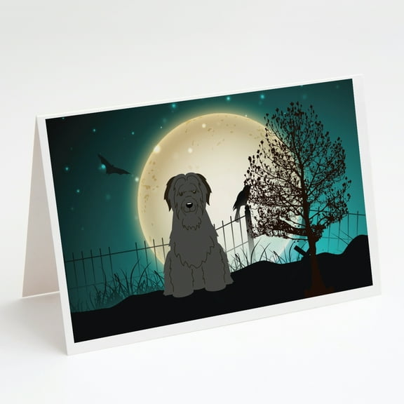 Halloween Scary Briard Black Greeting Cards and Envelopes Pack of 8