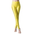 thumbnail image 4 of Prolriy Leggings for Women Glossy Casual High Waisted Elastic Yoga Pants for Women Wearing Slim Fitting 9 Point Candy Colored Leggings Womens Leggings Womens Pants Yellow2, 4 of 4