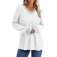 thumbnail image 6 of UQJfacai Womens Long Sleeve Shirts Fall Lightweight V-Neck Ribbed Knit Sweaters Dressy Casual Tunic Tops Soft Loose Fashion Clothes, 6 of 7