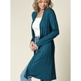 thumbnail image 2 of Made by Johnny Women's Solid Long Sleeve Open Front Long Cardigan XXL TEAL, 2 of 6