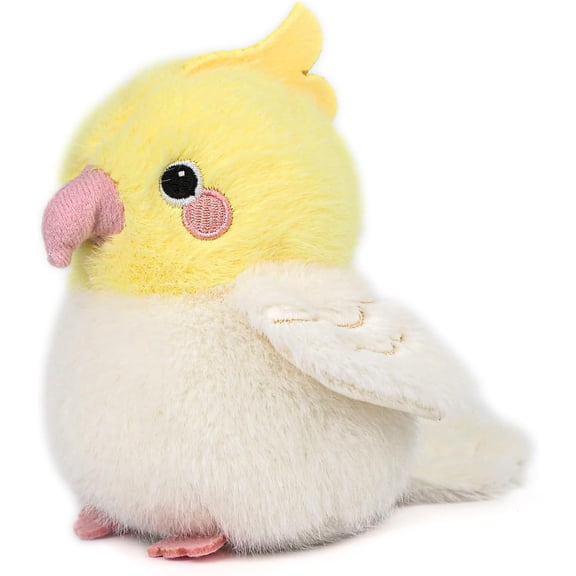 4.7 inches Cockatiel Plush Realistic Yellow Bird Stuffed Animal Cute Plush Toy Bird Bag Pendant Christmas Birthday Valentine's Day Gift for Friends Kids