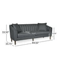 thumbnail image 5 of Noble House Currie Fabric Tufted 3 Seater Sofa, Charcoal, Dark Walnut, 5 of 7