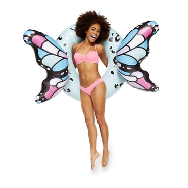 BigMouth Inc. Giant Butterfly Wings Pool Float, Blue – Gigantic 4 Foot Pool Float, Funny Inflatable Vinyl Summer Pool or Beach Toy, Makes a Great Gift Idea, Patch Kit Included