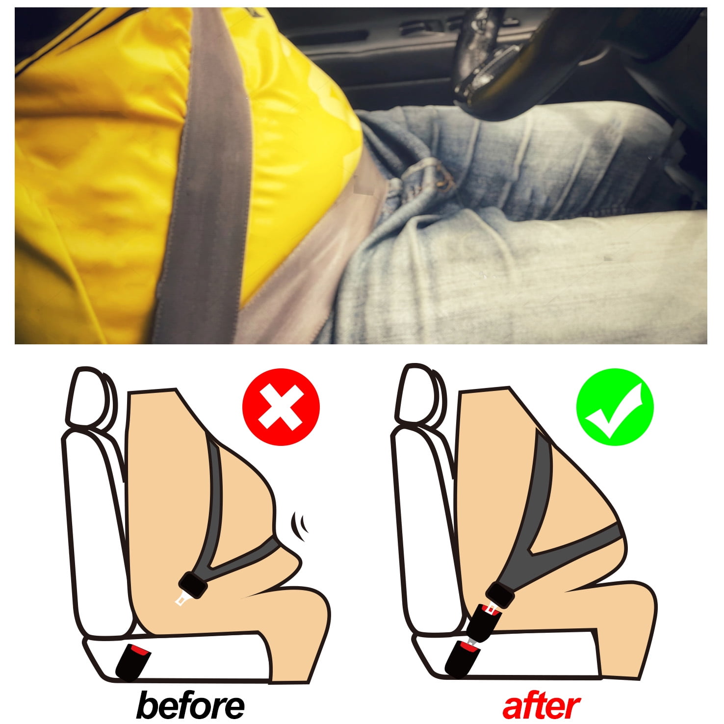 2PCS Original Car Buckle Extender, Seat Belt Extension (7/8 Tongue Width)  - Buckle Up to Drive Safely 