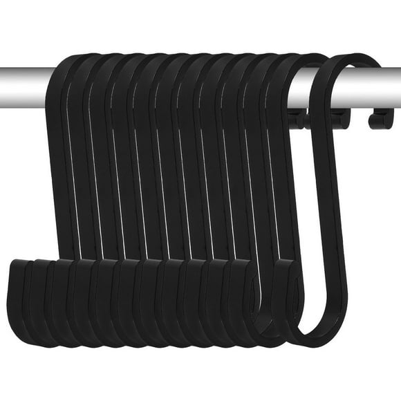 S Hooks 12Pcs Multi-purpose S Hooks Towel Bar Rack Hanger Bathroom Hook Tool for Kitchen Bathroom Bedroom Office Closet Black