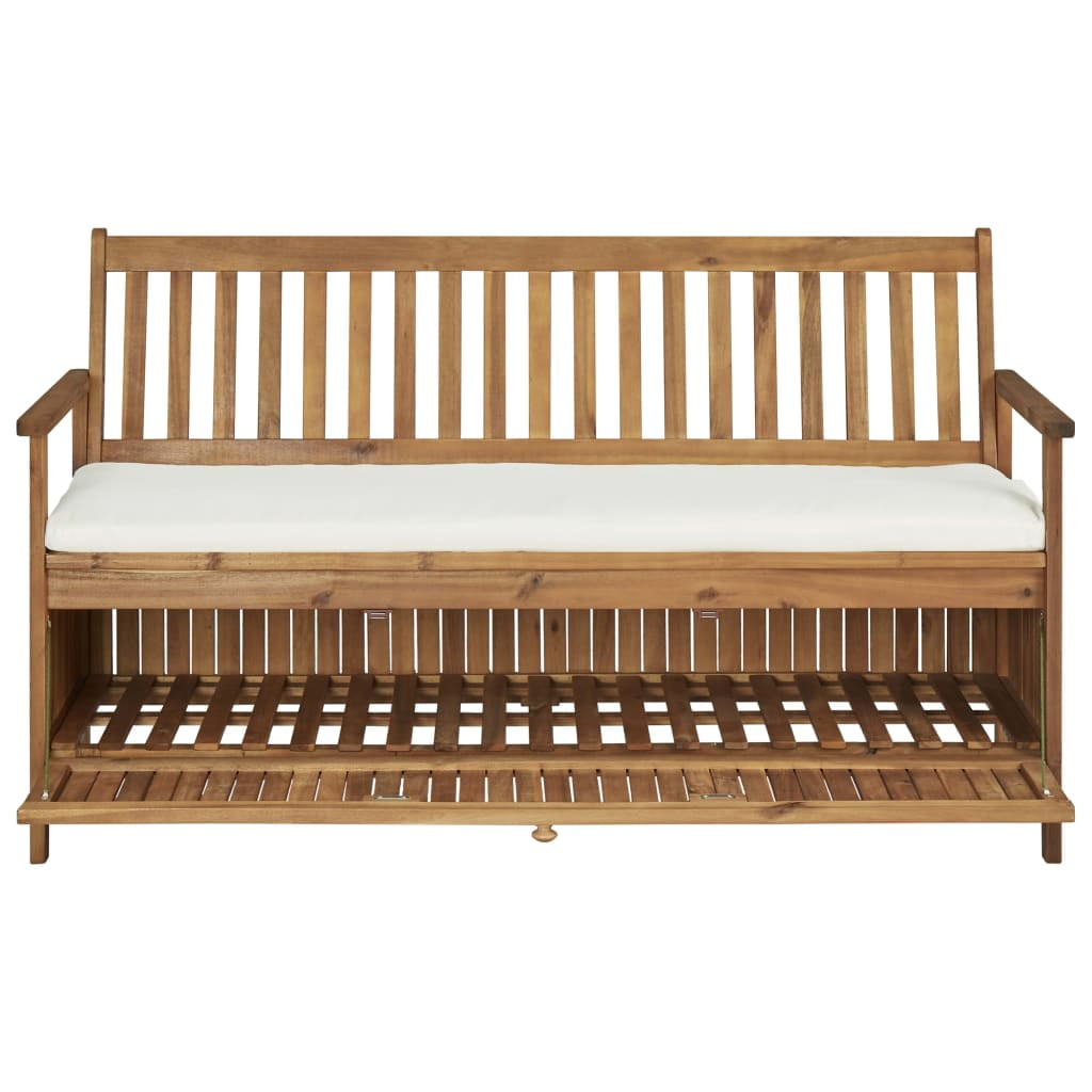 Kepooman 58.2" Storage Bench with Solid Wooden Armchair and Cushion for Outdoor Indoor Kepooman 58.2" Storage Bench with Solid Wooden Armchair and Cushion for Outdoor Indoor